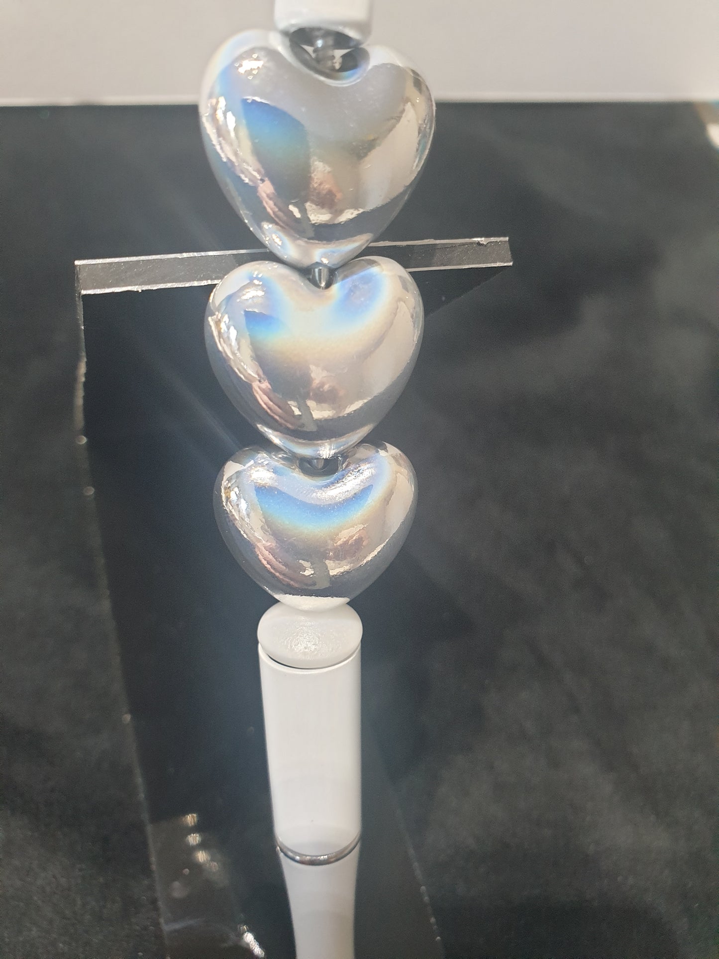 Hearts Silver very shiny 30mm Fit on Pen