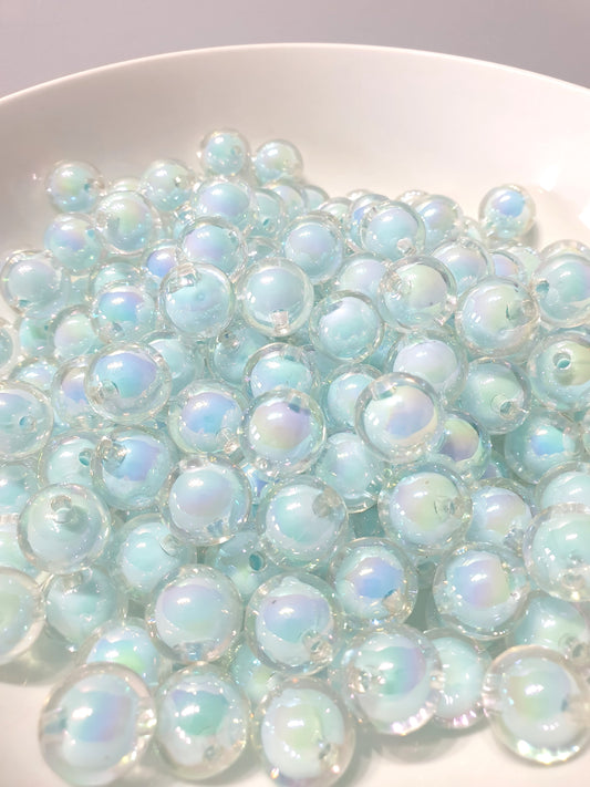 Double Layer Round 16mm Beads, Blue Pink and White available.