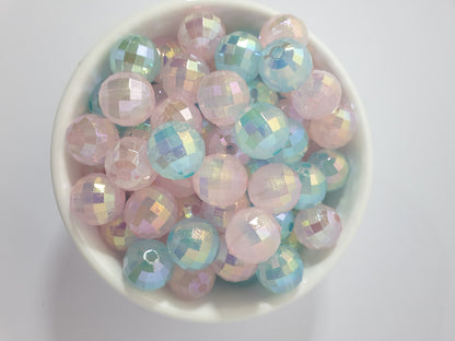 Disco Beads 16mm.Transparent Pink and Blue. Beautiful Beads