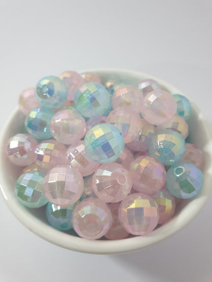 Disco Beads 16mm.Transparent Pink and Blue. Beautiful Beads