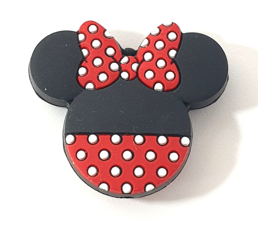 Minnie with red pokadot bow. Focal Silicone. Can fit on pen.