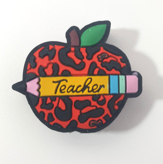 Teacher with Apple. Focal Silicone. Can fit on pen.