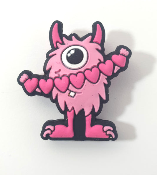 Pink Heart Monster. Focal Silicone. Can fit on pen.