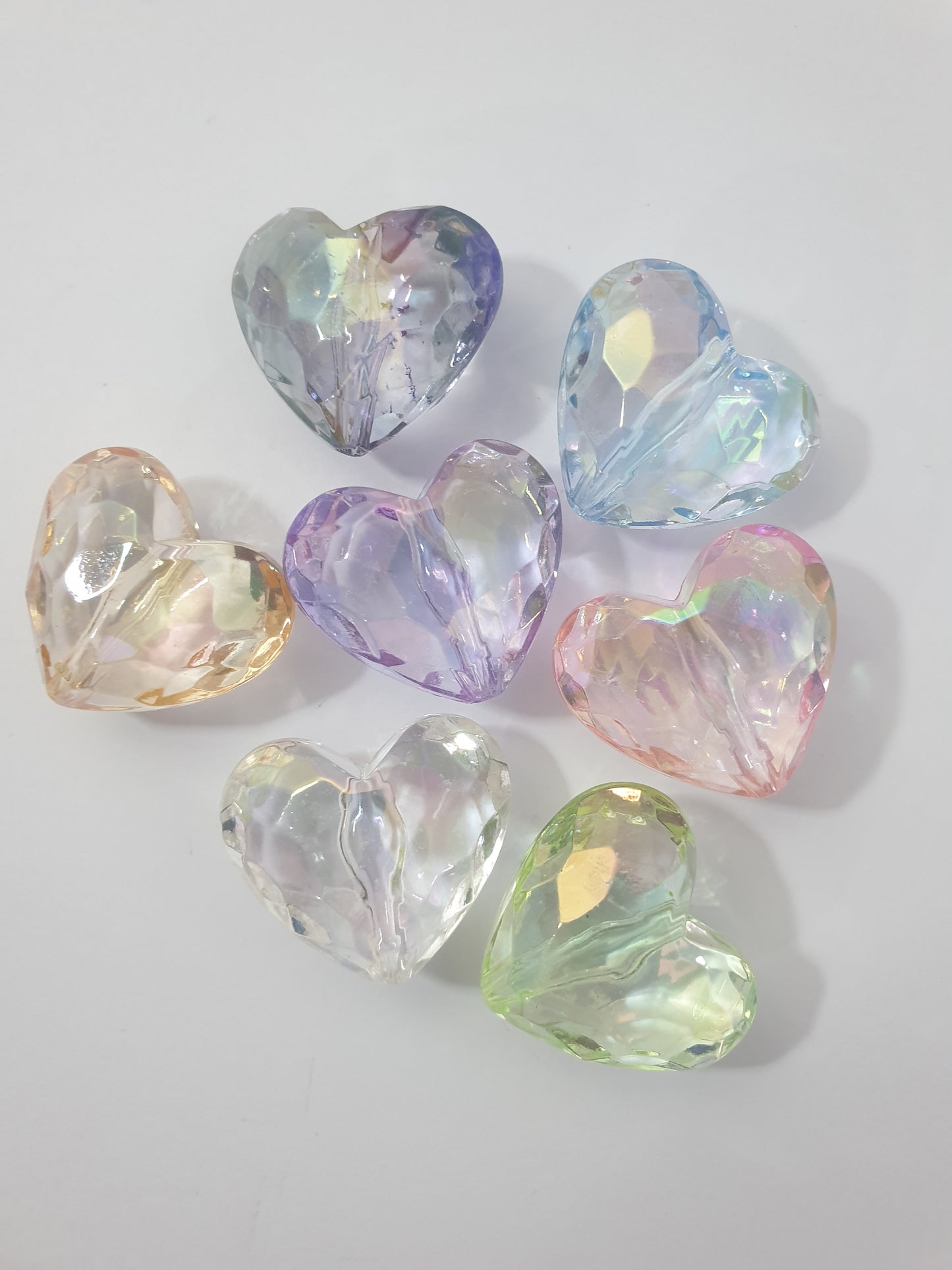 Heart Crystal. Clear, Pink, Blue, Green, Peach, Purple, Rainbow. Fit on Pens. Pick how many you want.