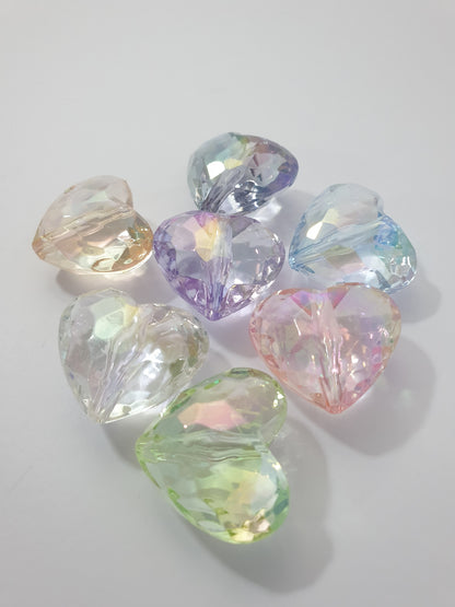 Heart Crystal. Clear, Pink, Blue, Green, Peach, Purple, Rainbow. Fit on Pens. Pick how many you want.