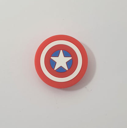 Captain America Sheild. Focal Silicone bead. Can fit on pen.