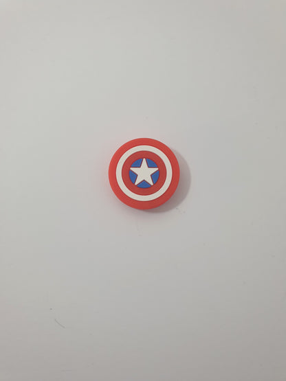 Captain America Sheild. Focal Silicone bead. Can fit on pen.