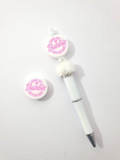 Barbie Let's Go Party. Focal Silicone. Can fit on pen.