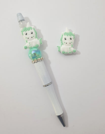 Unicorn. Focal Silicone bead. Can fit on pen.
