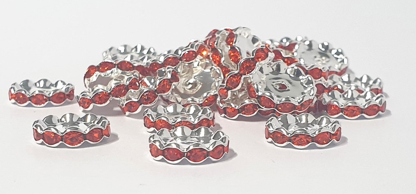 Spacer Wavey Red 15mm Ideal for bracelets and add to beadable blanks.