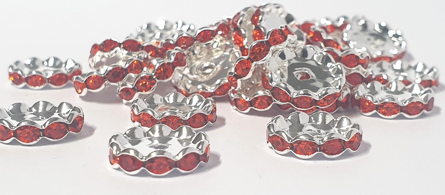 Spacer Wavey Red 15mm Ideal for bracelets and add to beadable blanks.