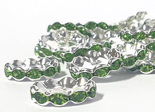 Spacer Wavey Green 15mm Ideal for bracelets and add to beadable pens.