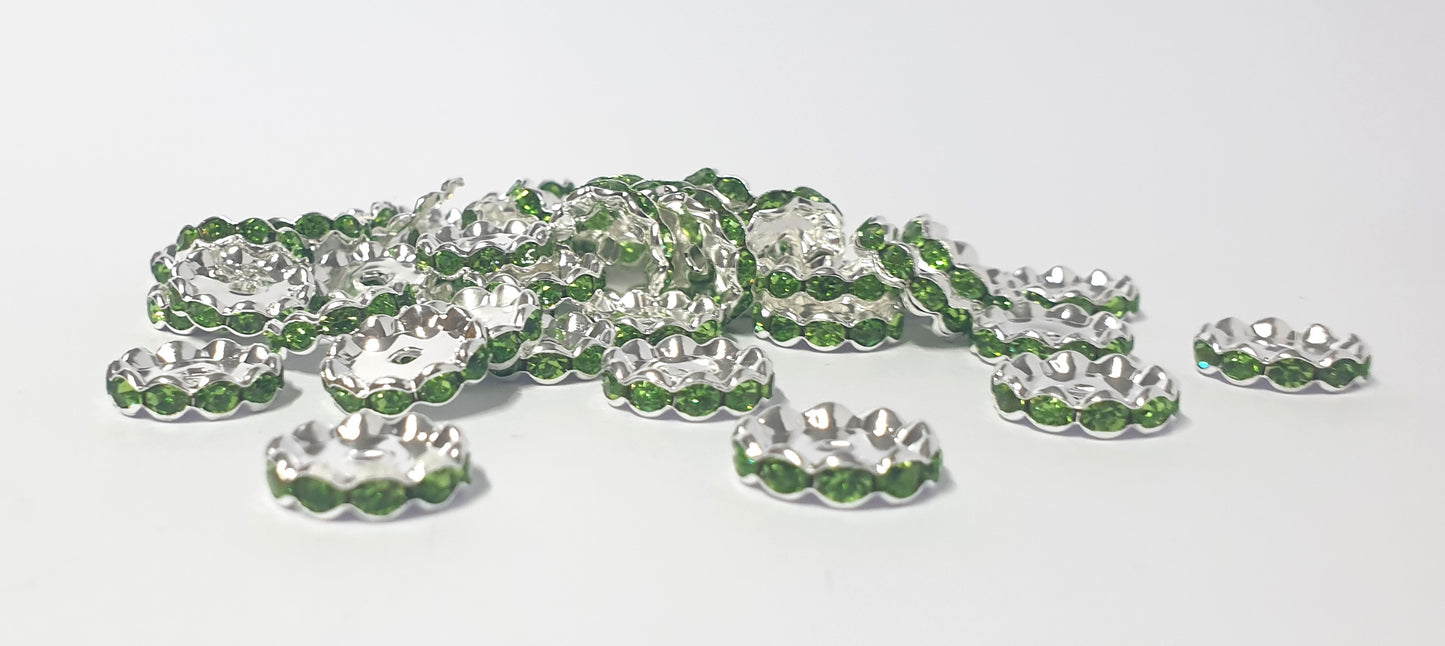 Spacer Wavey Green 15mm Ideal for bracelets and add to beadable pens.