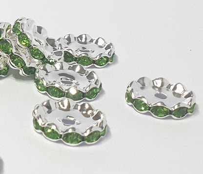 Spacer Wavey Green 15mm Ideal for bracelets and add to beadable pens.