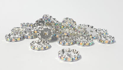 Spacer Wavey Silver 15mm AB Ideal for bracelets and perfect add to beadable pens.