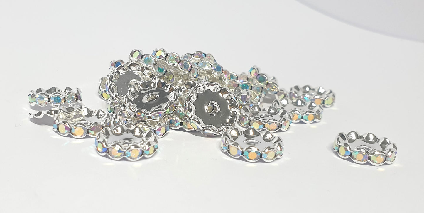 Spacer Wavey Silver 15mm AB Ideal for bracelets and perfect add to beadable pens.