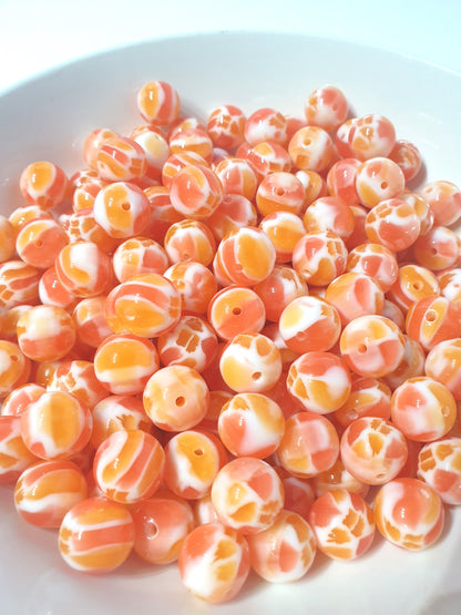 Round Orange Jelly Chunk beads. 16mm, Unusual and beautiful for jewellery and beadable blanks.