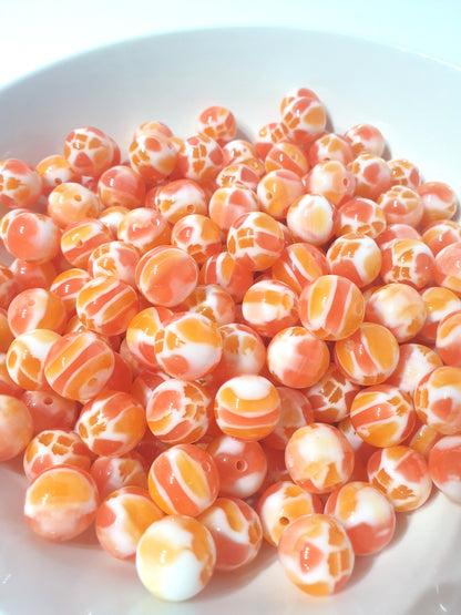 Round Orange Jelly Chunk beads. 16mm, Unusual and beautiful for jewellery and beadable blanks.
