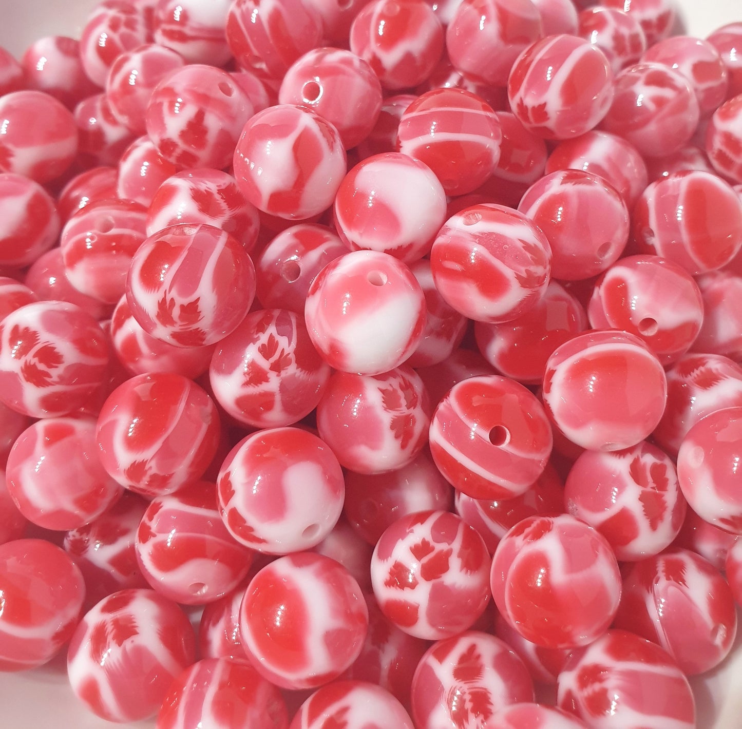 Round Red Jelly Chunk beads. 16mm. Unusual and beautiful for jewellery and beadable blanks.