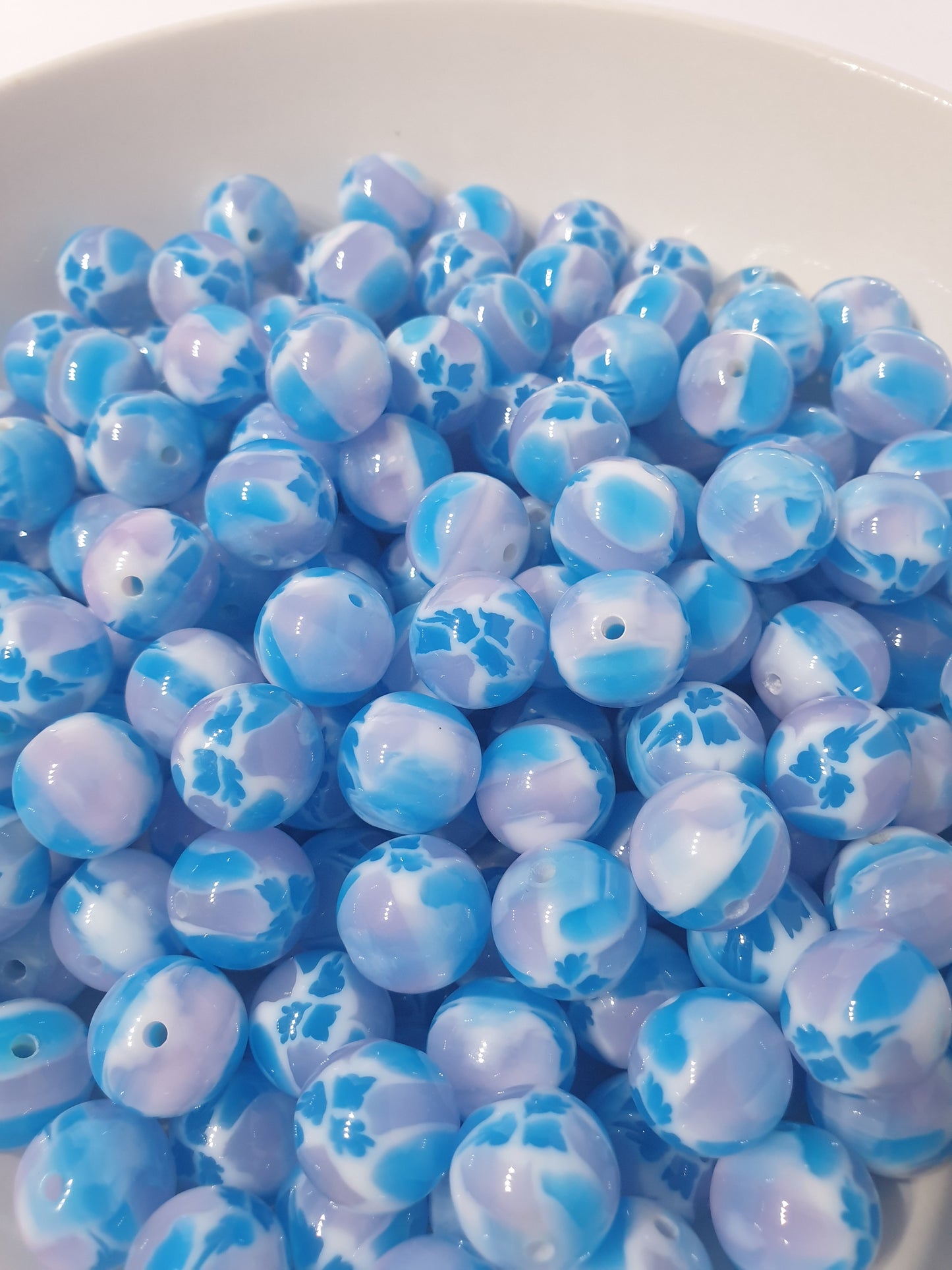 Round Blue Jelly Chunk beads. 16mm. Unusual and beautiful for jewellery and beadable blanks.
