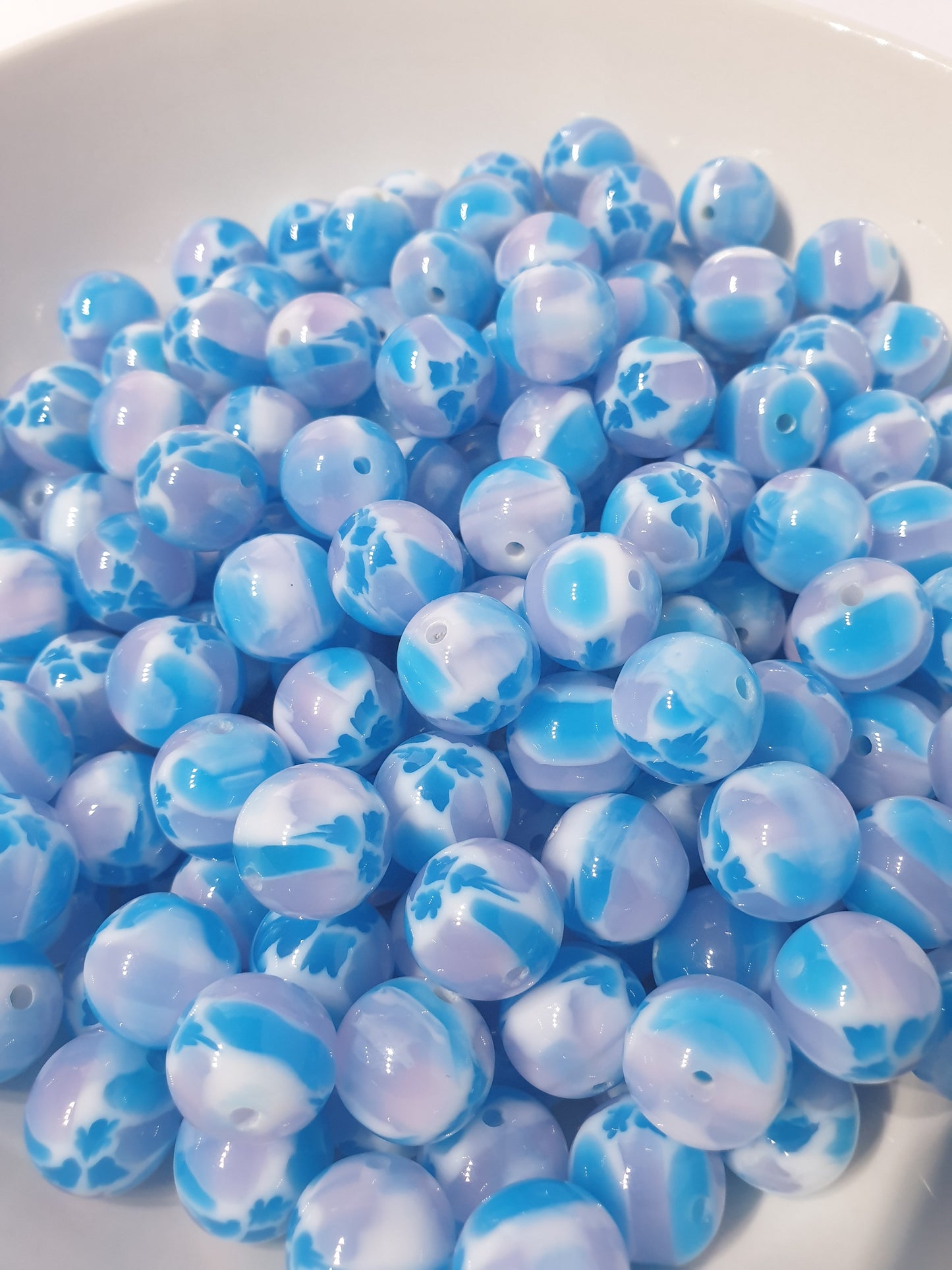 Round Blue Jelly Chunk beads. 16mm. Unusual and beautiful for jewellery and beadable blanks.