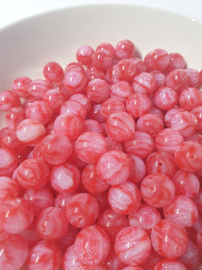 Round Red Glitter beads. 16mm. Many colours in this collection. Perfect for your jewellery and beaded blanks.