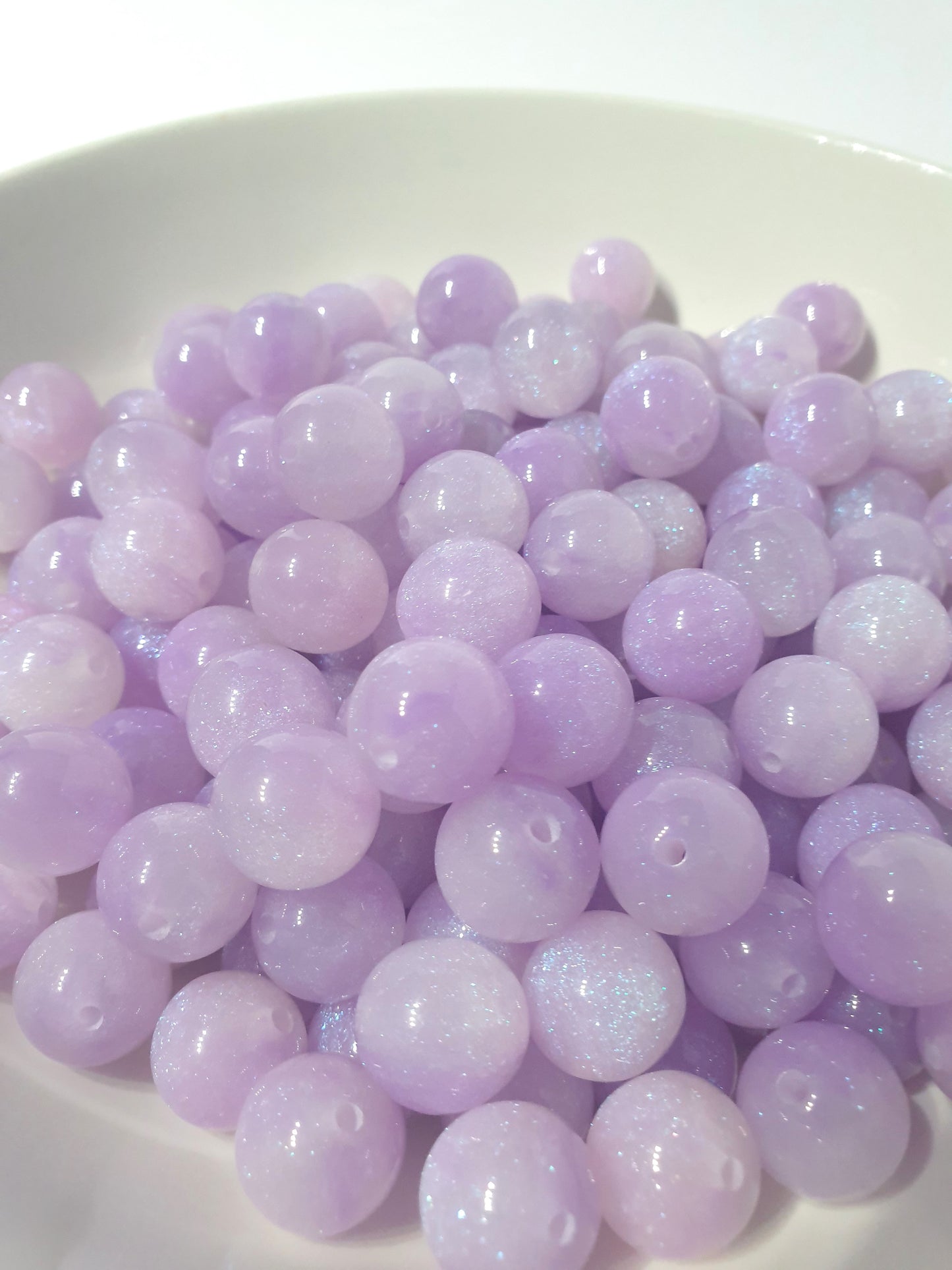 Round Purple Glitter beads. 16mm. Many colours in this collection. Perfect for your jewellery and beaded blanks.