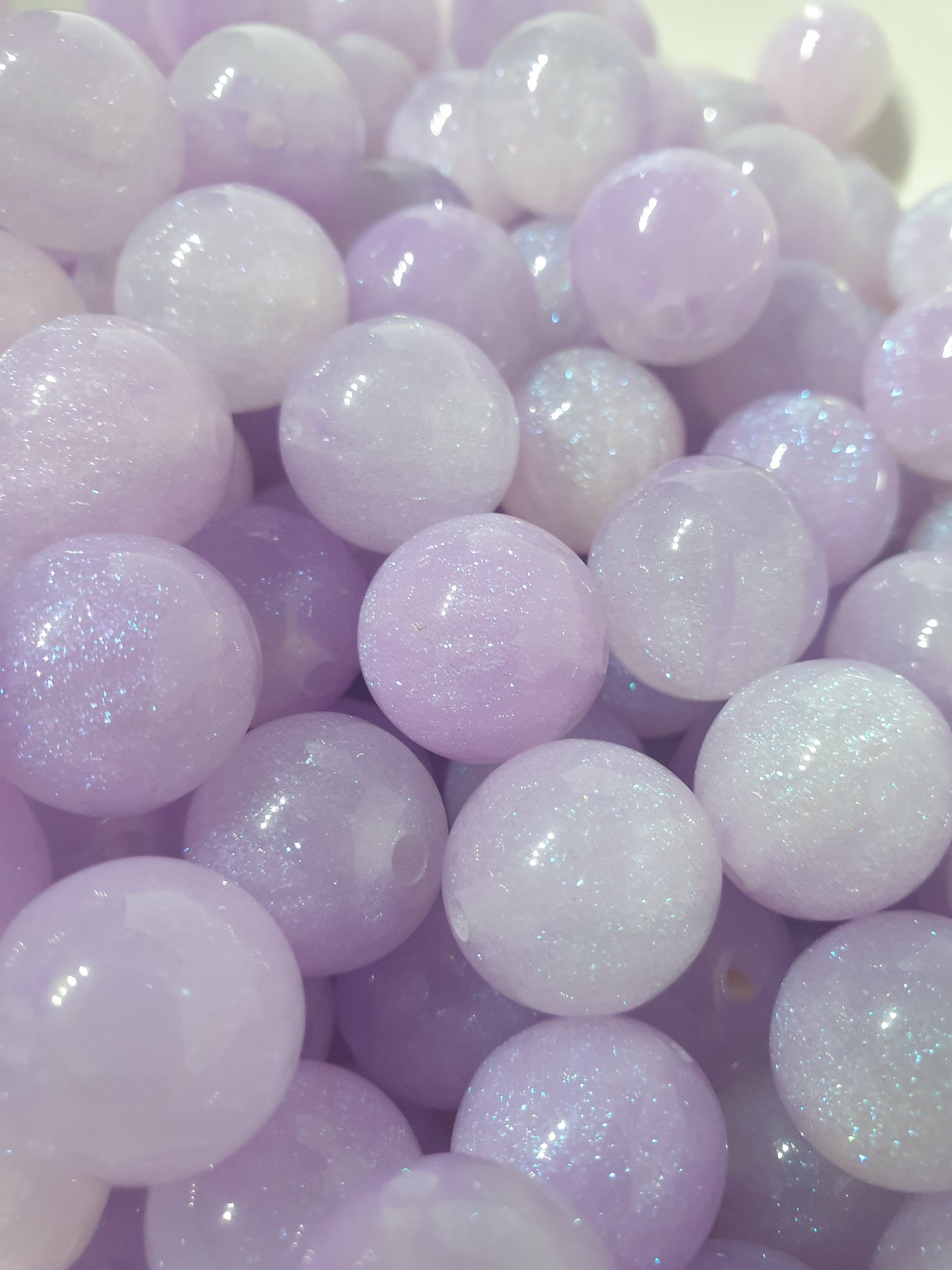 Round Purple Glitter beads. 16mm. Many colours in this collection. Perfect for your jewellery and beaded blanks.