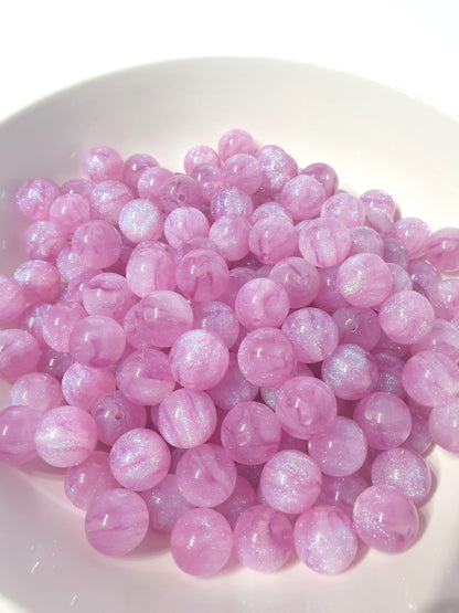 Round Fuchsia Glitter beads. 16mm. Many colours in this collection. Perfect for your jewellery and beaded blanks.