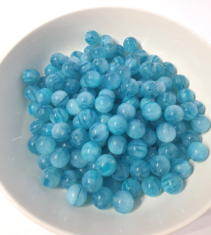 Round Teal Glitter beads. 16mm. Many colours in this collection. Perfect for your jewellery and beaded blanks.