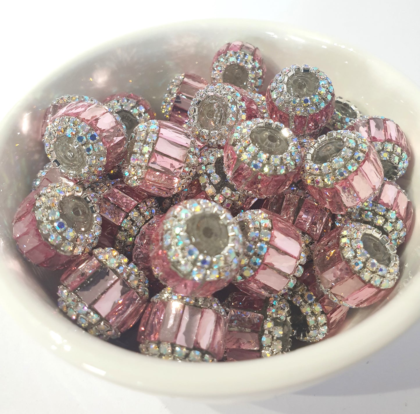 Fancy Pink Crystal Jewel 18mm beads.  High quality.