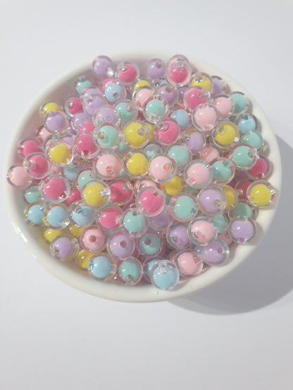 10mm Clear Double Layer. Many colour beads. High quality. Perfect for bracelets and jewellery.