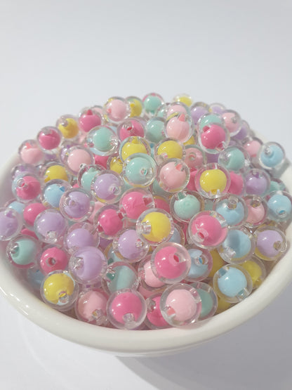 10mm Clear Double Layer. Many colour beads. High quality. Perfect for bracelets and jewellery.