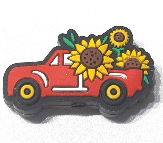 Sunflower in Red Ute Focal Silicone. Can fit on pen.
