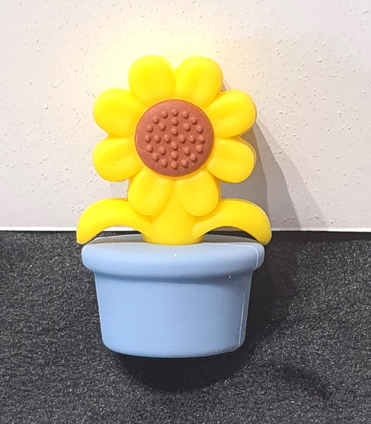 Flower in Blue Pot Focal Silicone. Can fit on pen.