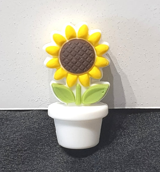 Flower in White Pot Focal Silicone. Can fit on pen.