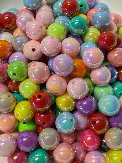 Round Beads 16mm Mix of colours. Very Shiny.