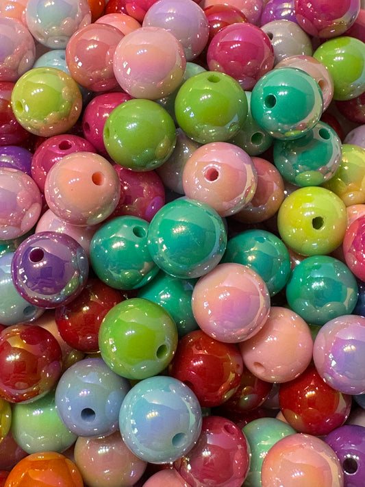 Round Beads 16mm Mix of colours. Very Shiny.