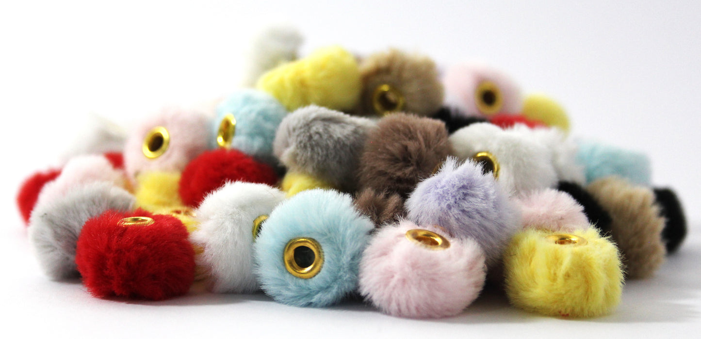 Fluffy Pom Pom Beads 16mm mix. Large Hole. How many would you like?