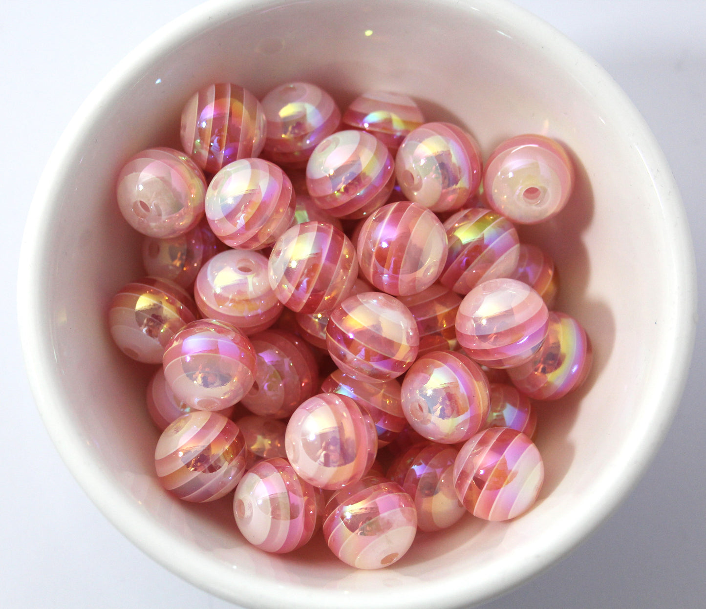 Striped 16mm round beads. 16mm. Many colours to choose.