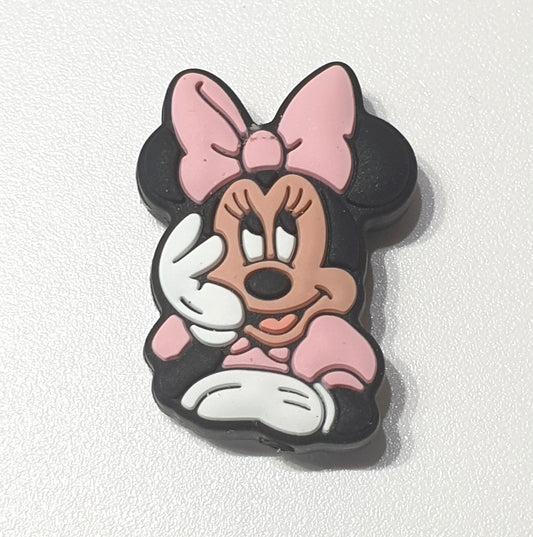 Mini Mouse in Pink Focal Silicone. Can fit on pen.