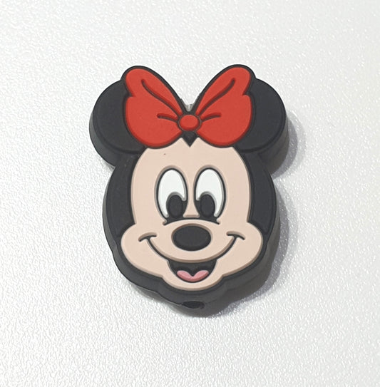 Mini Mouse with Red Bow Focal Silicone. Can fit on pen.