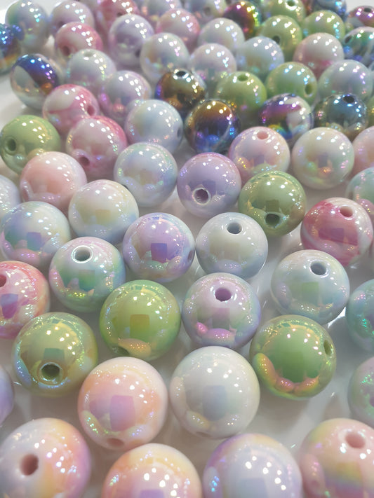 Multiple 16mm colours with rainbow shimmer beads mix Acrylic