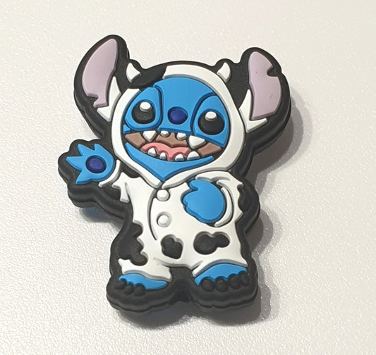 Stitch in Cow outfit Focal Silicone. Can fit on pen.