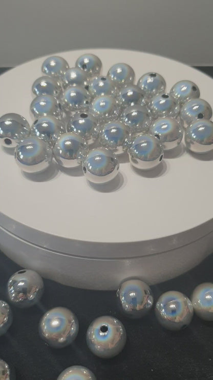 Beads Round Silver very shiny 16mm Fit on Pen