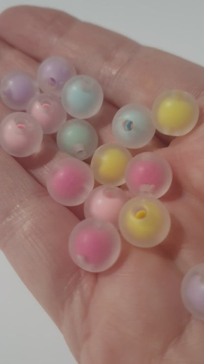 8mm or 10mm Frosted Double Layer. Clear. Many colour beads. High quality. Perfect for bracelets and jewellery.