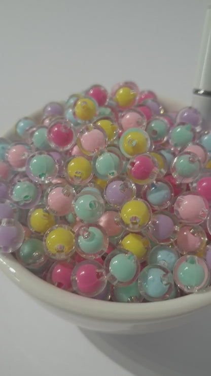 10mm Clear Double Layer. Many colour beads. High quality. Perfect for bracelets and jewellery.