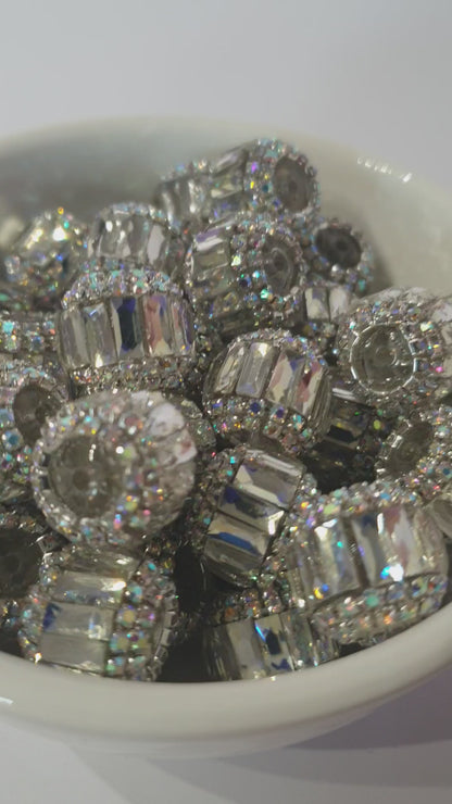 Fancy Clear Crystal Jewel 18mm beads.  High quality.