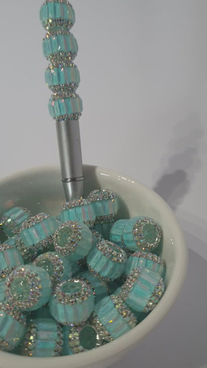 Fancy Blue Crystal Jewel 18mm beads.  High quality.