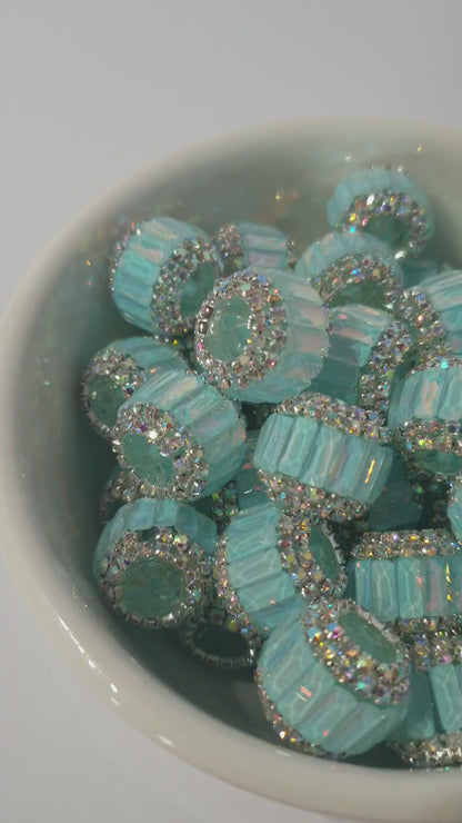 Fancy Blue Crystal Jewel 18mm beads.  High quality.